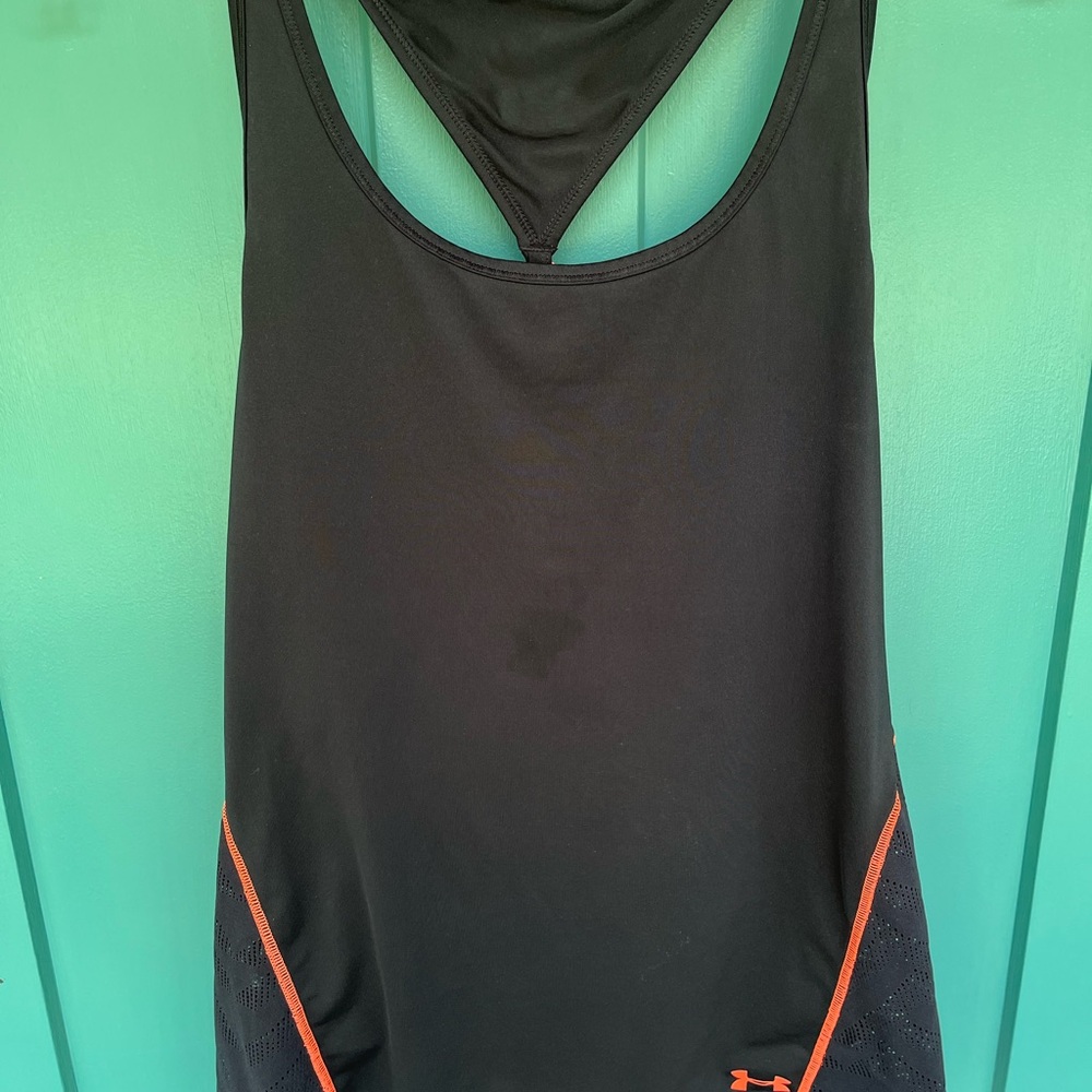 Under Armour Women's Black and Orange Athletic Top